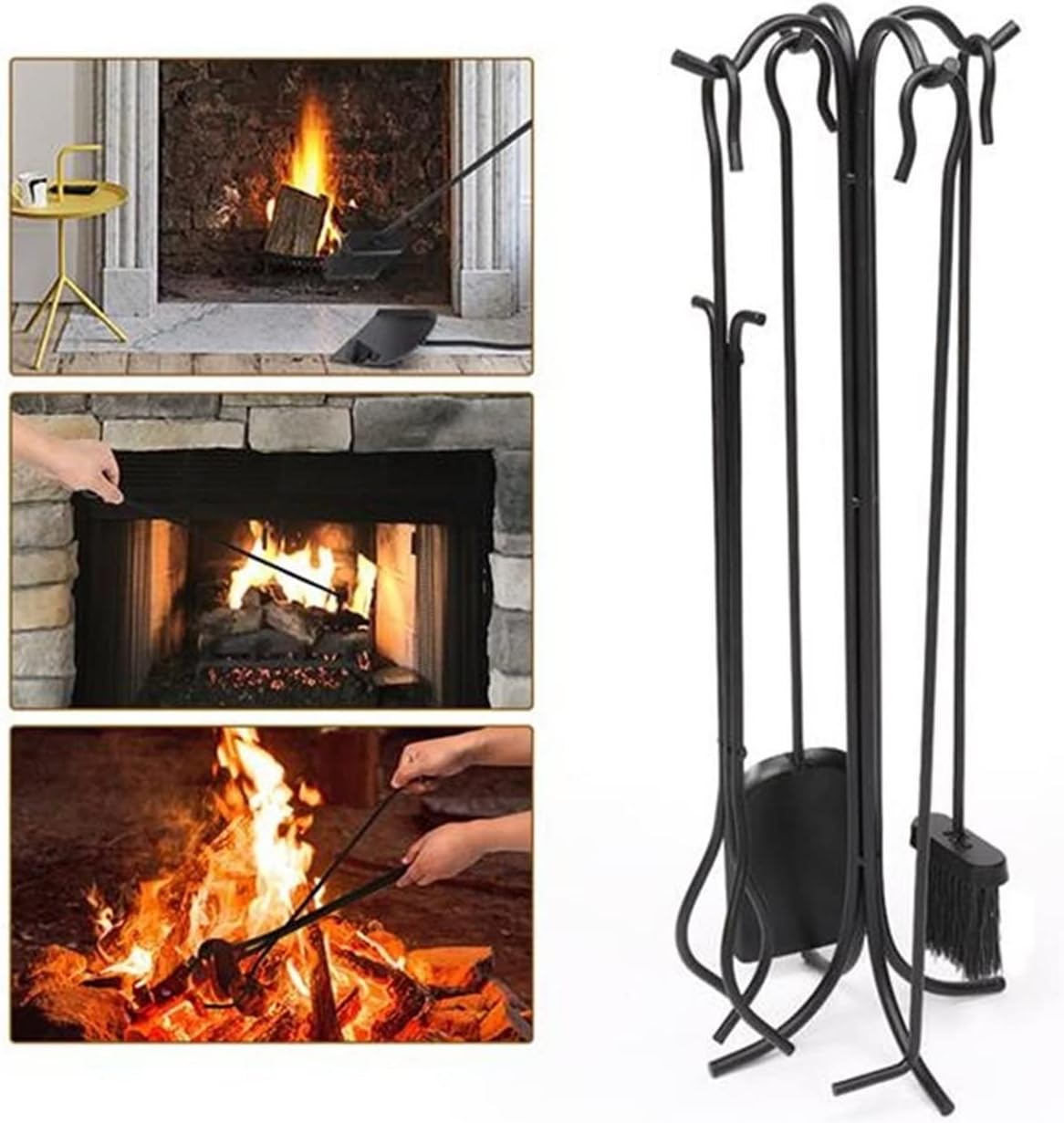 Fireplace Tool Set Fireplace Stove Tools Set Tongs Shovel Heavy Duty Stand Holder Tool Fireplace Companion