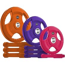 SPART 2-Inch Color Rubber Coated Olympic Grip Plate in Pairs or Single for Strength Training, Weightlifting and Bodybuilding, Solid Cast Iron Weight Plates for Barbell, 2.5LB/5LB/10LB/25LB/35LB/45LB,