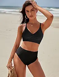 Maiô de peça única com decote em V com alças, cor lisa, perfeito para férias na praia e sessões de fotos