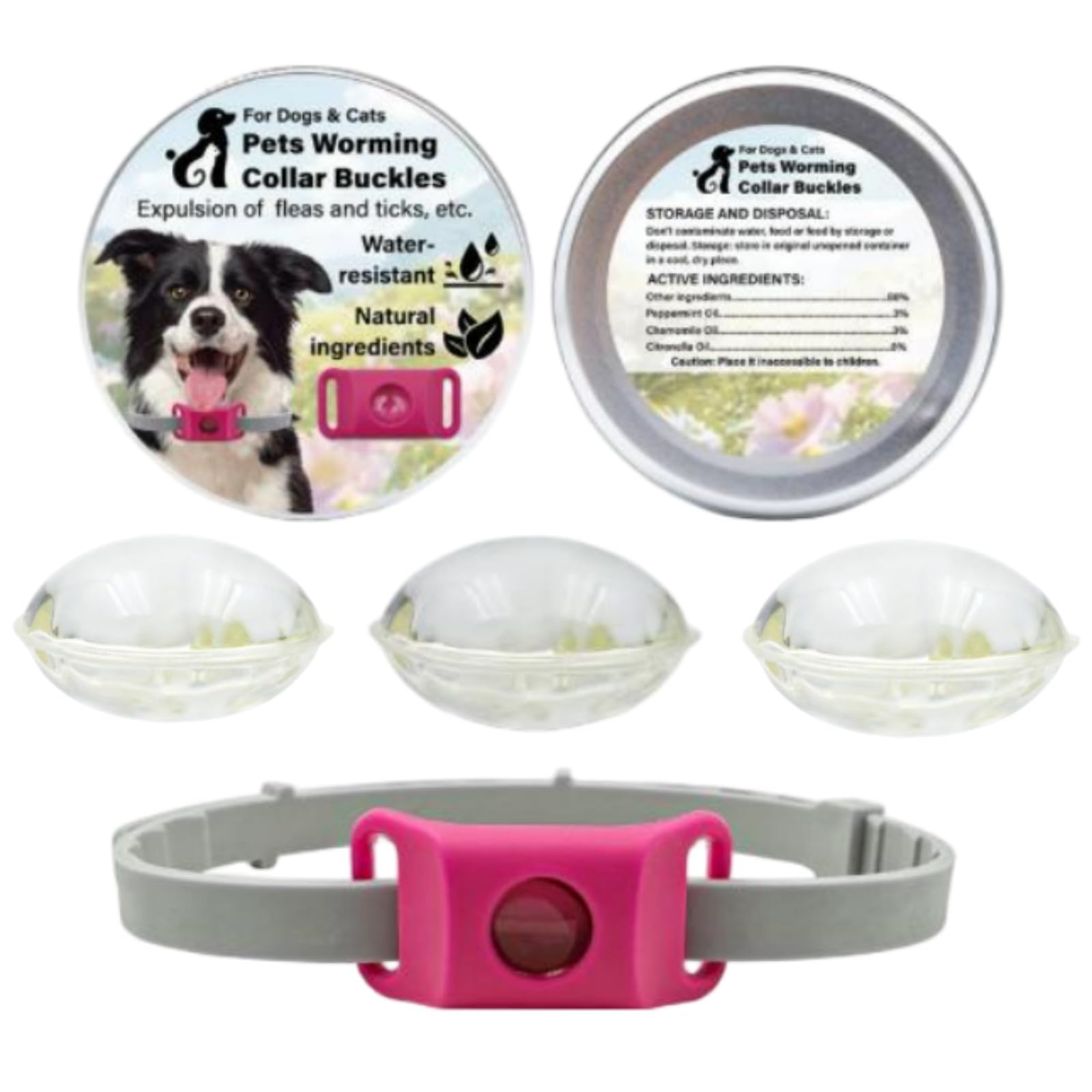Collier anti puce et tique chien convient à toutes les tailles rose