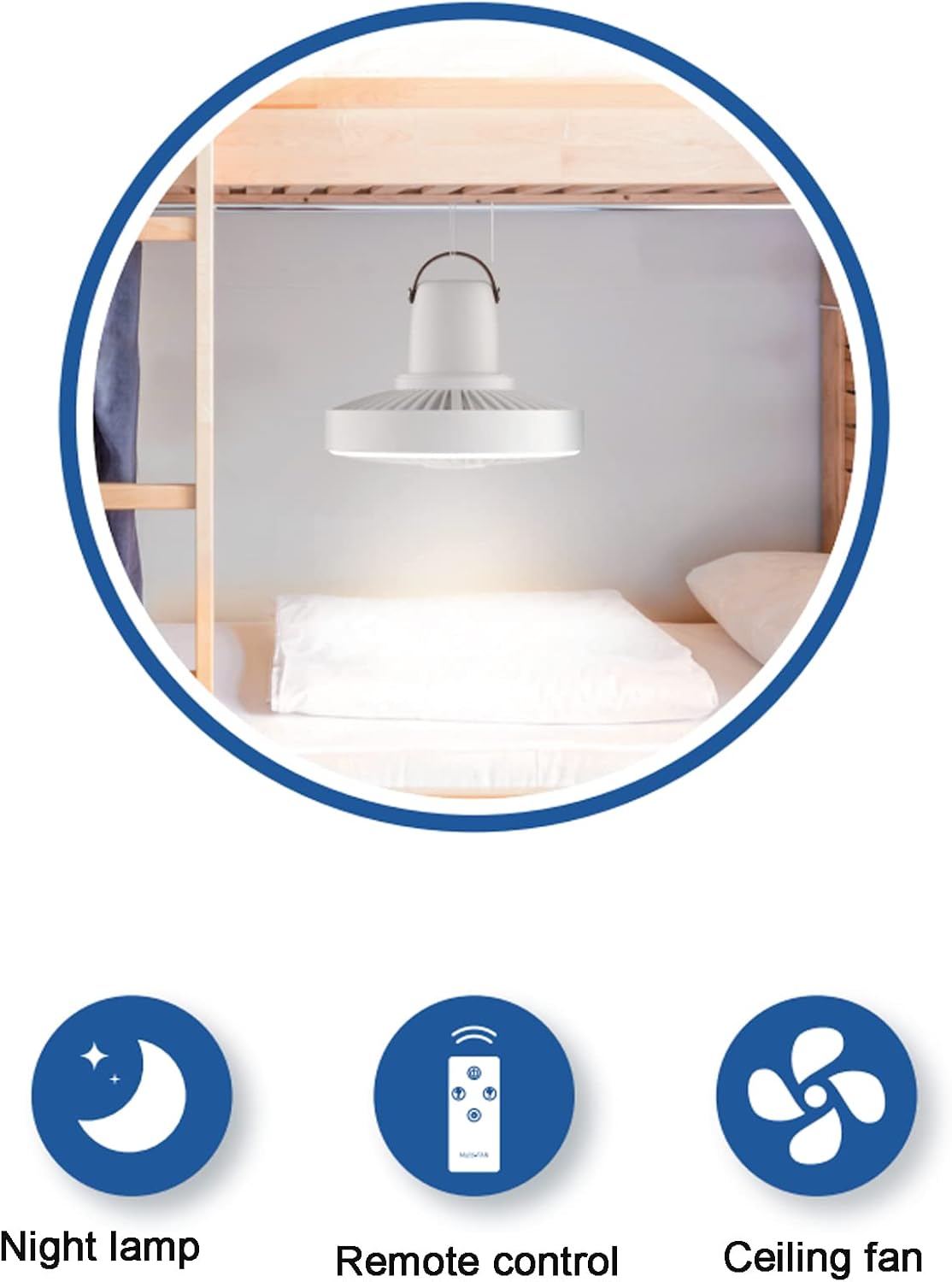 2000mAh Remote Control Table Fan Ceiling Fan with LED Tripod Camping Fan for Travel Camping Dormitory Bedside
