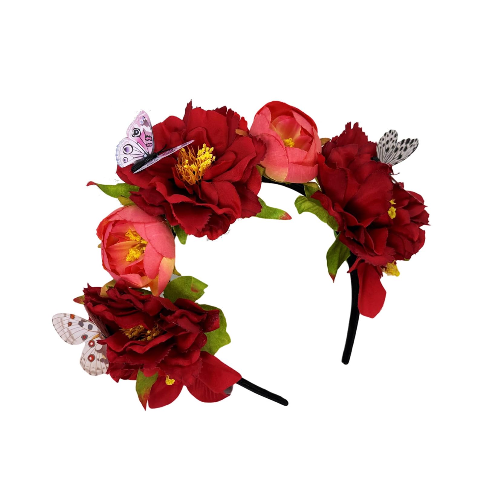 Fentency Fabric Flower Headband for Music Festival with Butterfly Decors Music Festival Accessory Hairhoop Wedding Bride Headwear