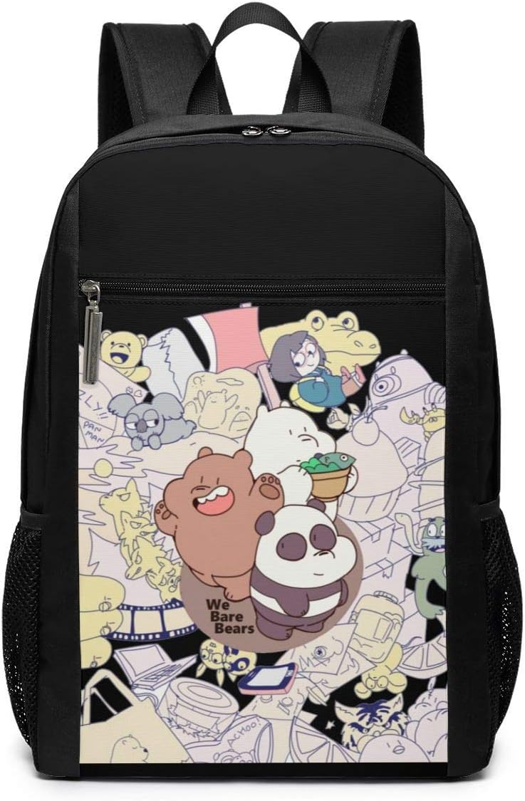 Kaivi Funny Fashion Unisex We Bare Bears Print \r\n Backpacks Black
