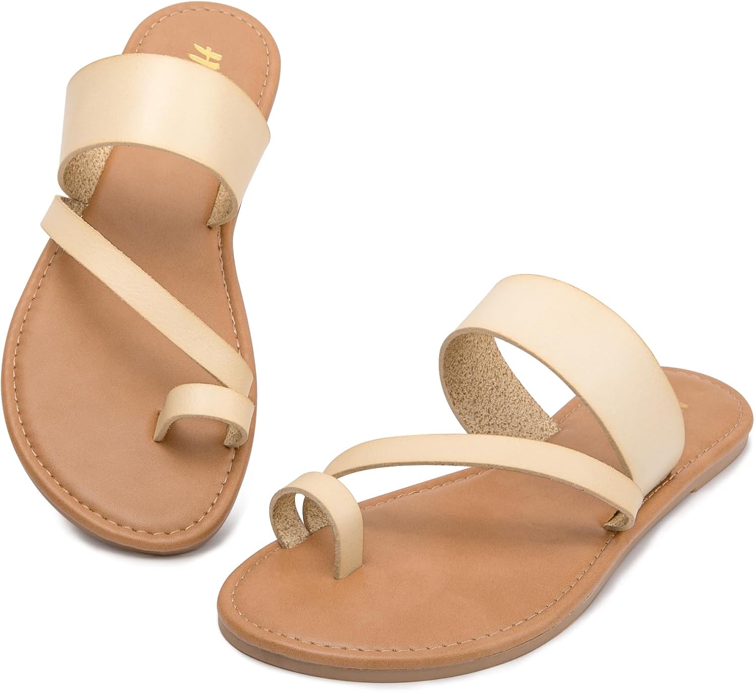 Women's Slide Sandals Slip On Flat Flip Flop Thong Casual Summer 9 Beige image 3 of 5 B0B2QTD91Q