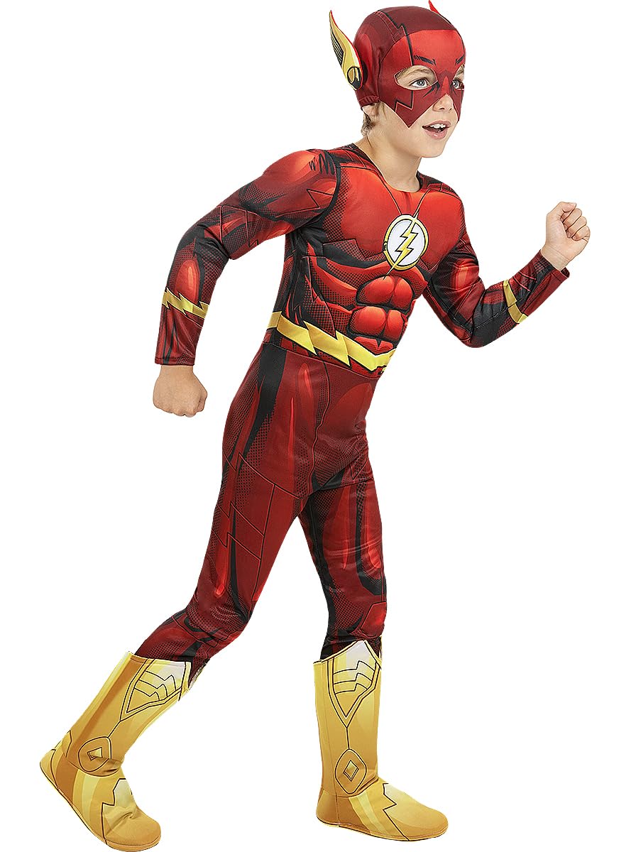 Funidelia | Disfraz de Flash musculoso niño Superhéroes, DC Comics, Justice League - Disfraz para niños y divertidos accesorios para Fiestas, Carnaval y Halloween - Rojo