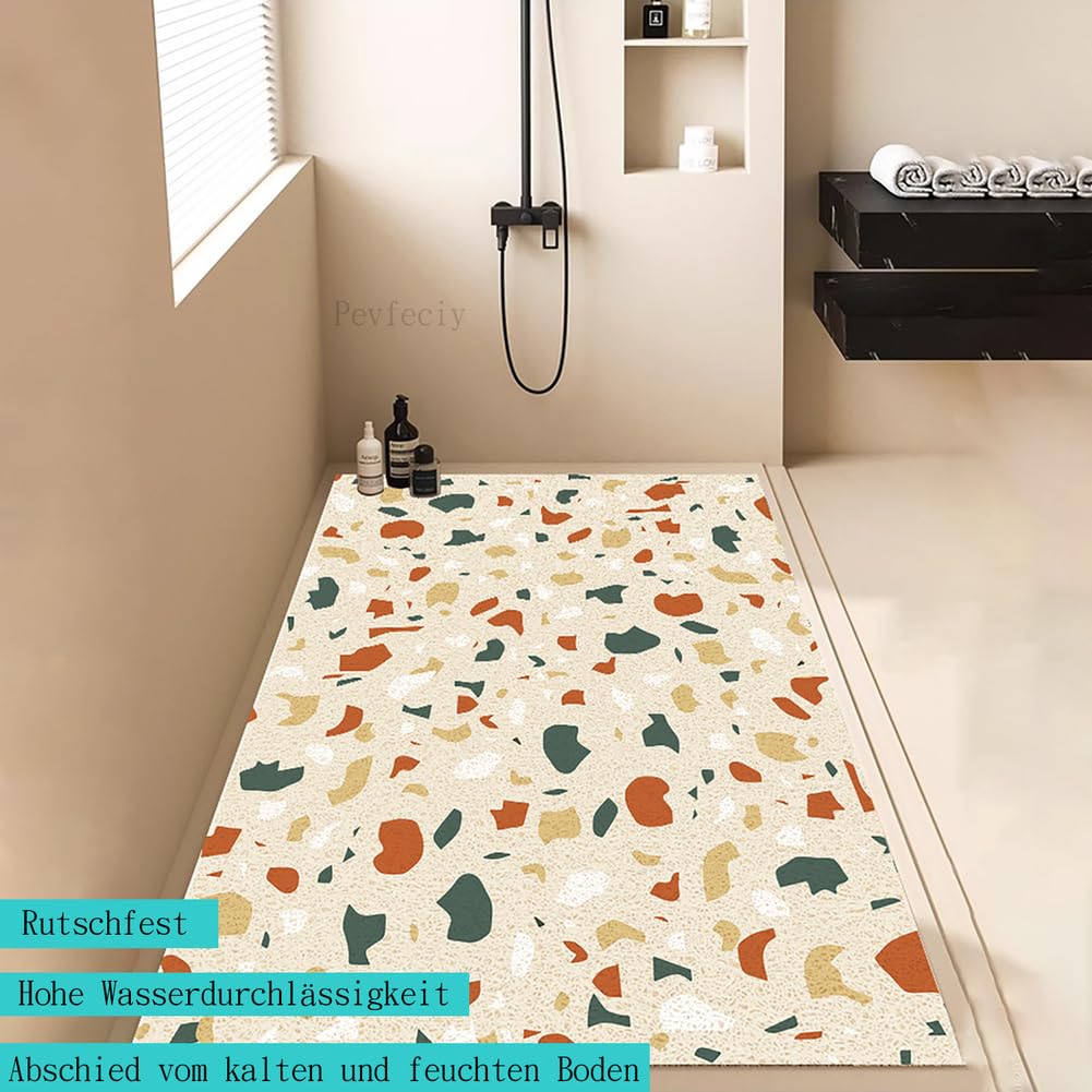 Alfombrilla Ducha Antideslizante 70X150 CM para baños y bañera Modernos Alfombra Ducha Antideslizante Suave y cómodo PVC Alta Permeabilidad al Agua