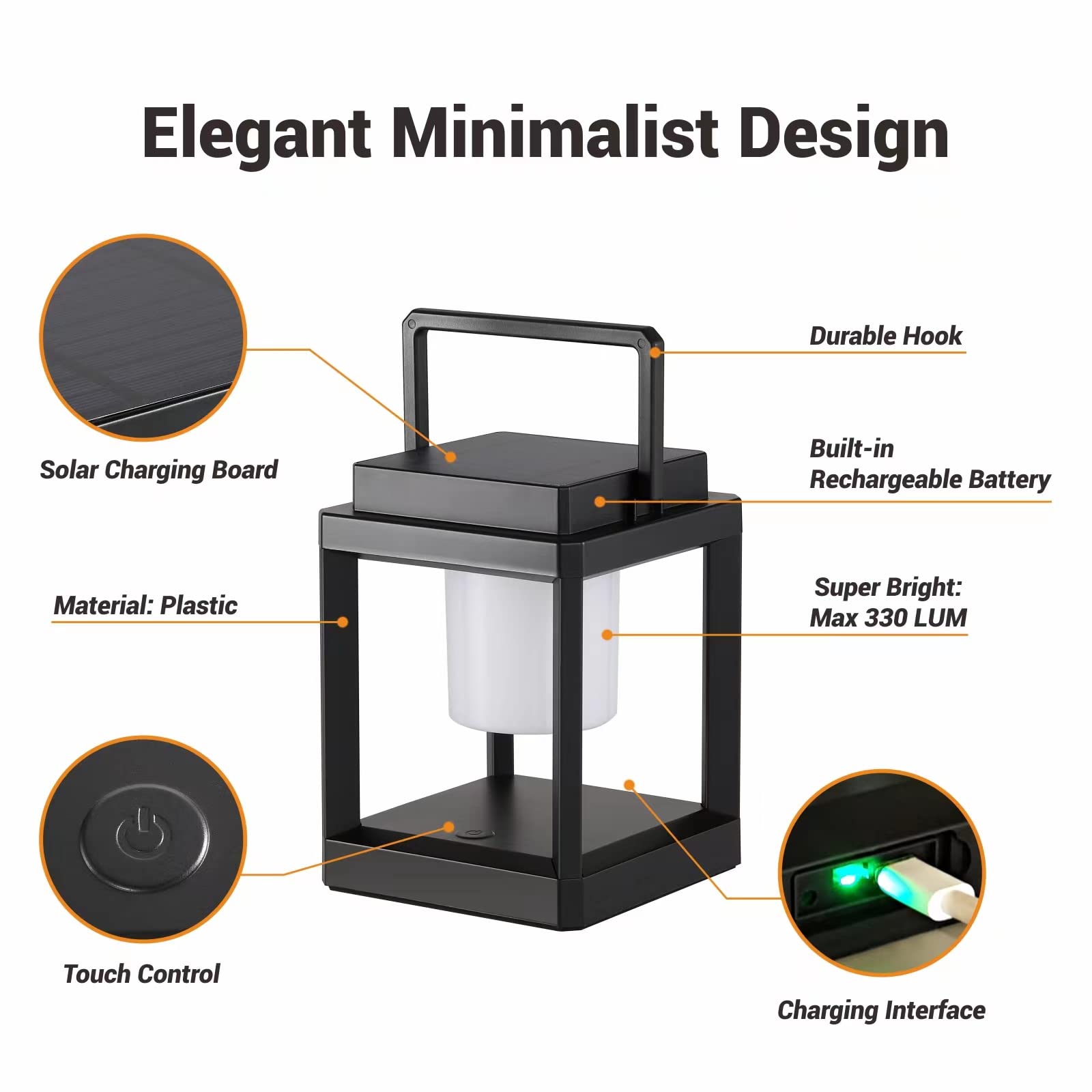 Lámpara de mesa para exteriores, 35 W, 3000 K, 3 niveles de brillo LED, lámpara solar recargable portátil IP44 impermeable, control táctil para exteriores, leer, acampar