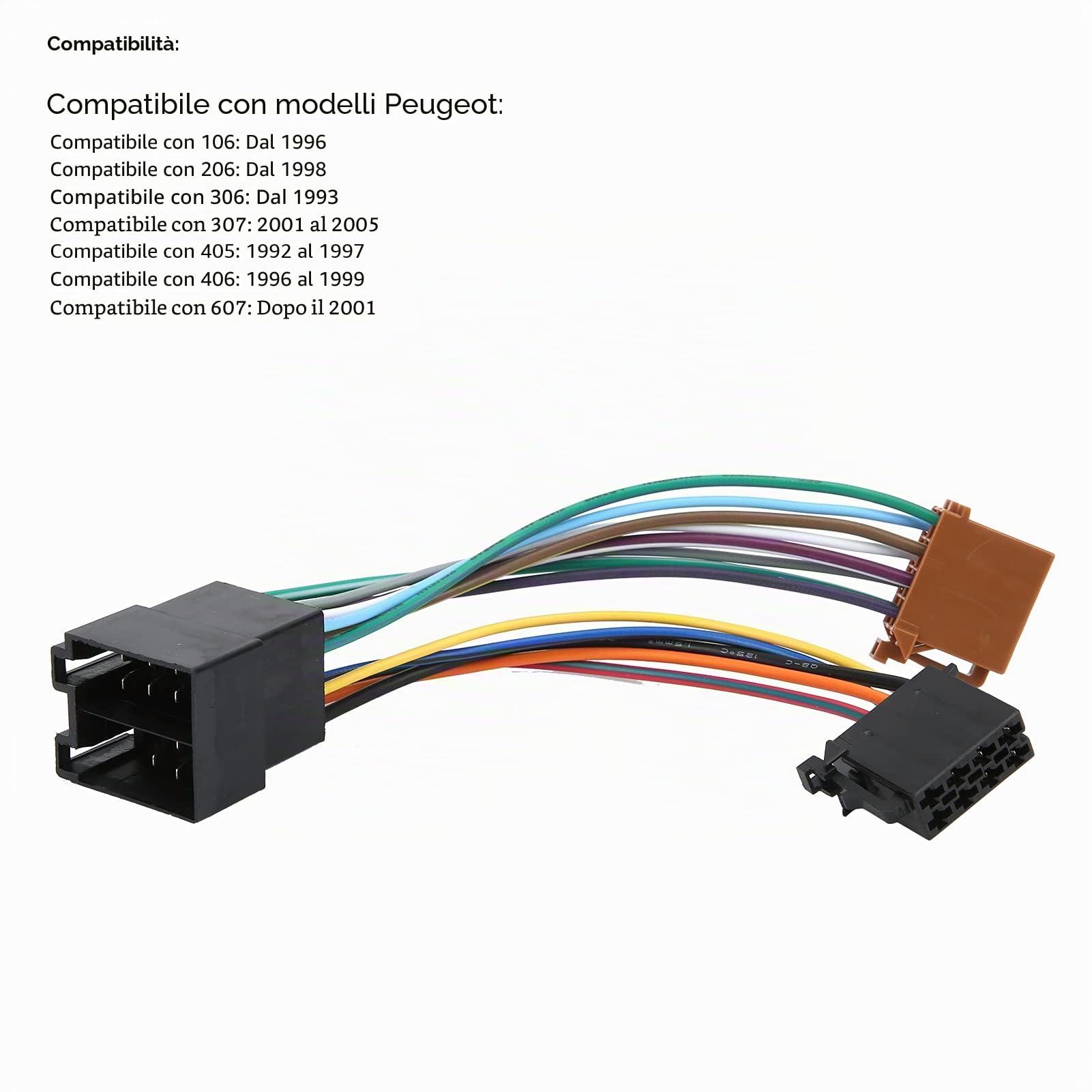 Adattatore per Cablaggio, Kit Stereo per Auto ISO Adatto per Peugeot 106 206 306 307 405 406 607