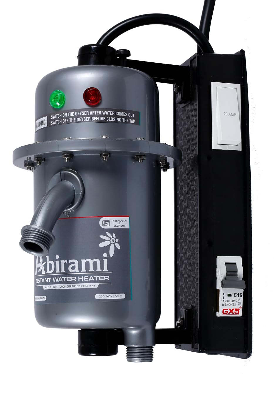Abirami Switch and MCB Model Electric Instant Water Heater/Geyser - 1L | ISI Thermostat & Element | SHOCKPROOF, |40% Energy Saving| Faster Heating, Auto Cut Off & Safety Valve (220-240 V) Grey-image-18