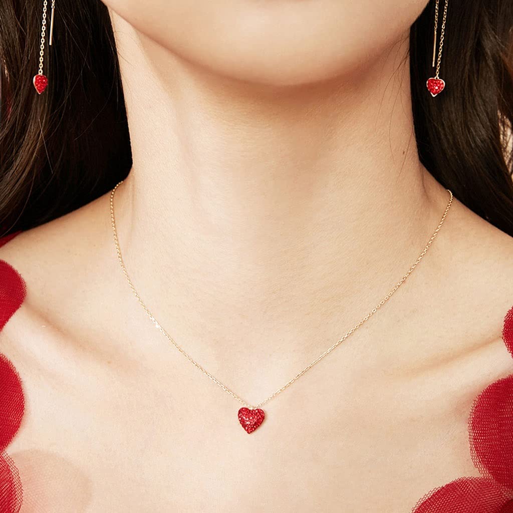 Collane Forma squisita a Forma di Cuore, Spumante, collane di Lusso Leggero per Le Donne, collane a Forma di Cuore, Lunghezza Totale 14.96in Collana da Donna