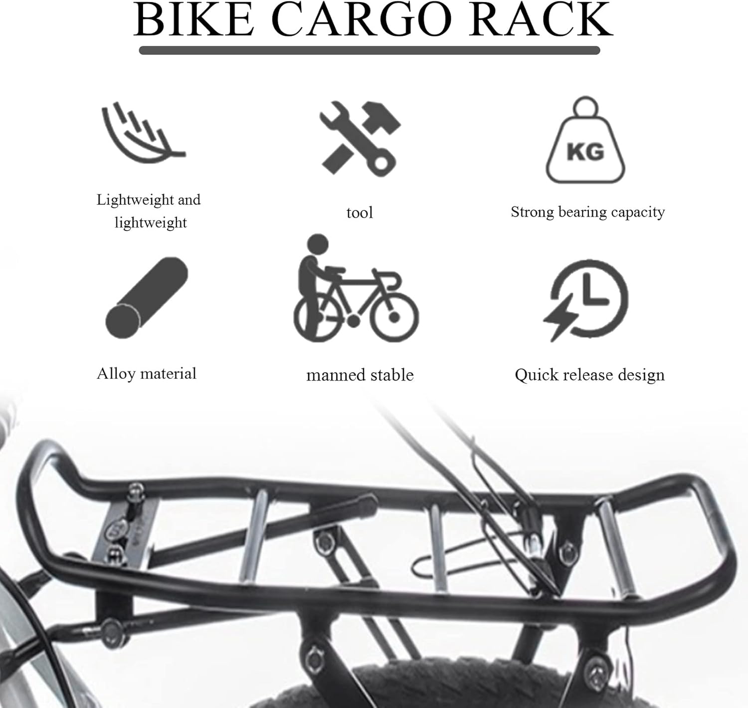 Bike Cargo Rack Disc Brake Aluminum Alloy Bicycle Rear Rack Road Bike Foldable Bikes Pannier Carrier Luggage Shelf, black