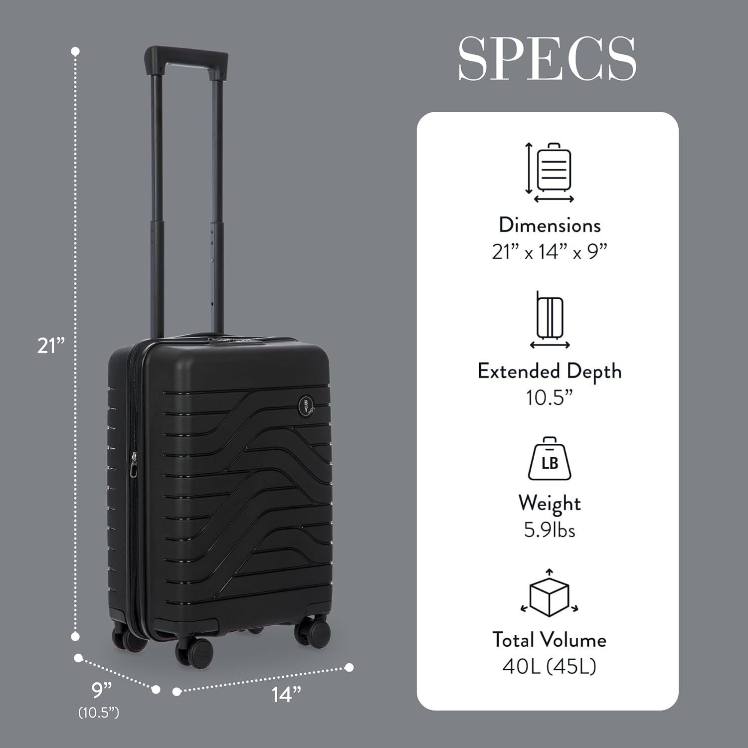 Bric's B|Y Ulisse Carry-On Spinner – Lightweight Hard Shell Luggage, Smooth 360° Double Wheels, TSA Combination Lock, USB Port & Interior Organization - 21 Inch, Black - Image 6