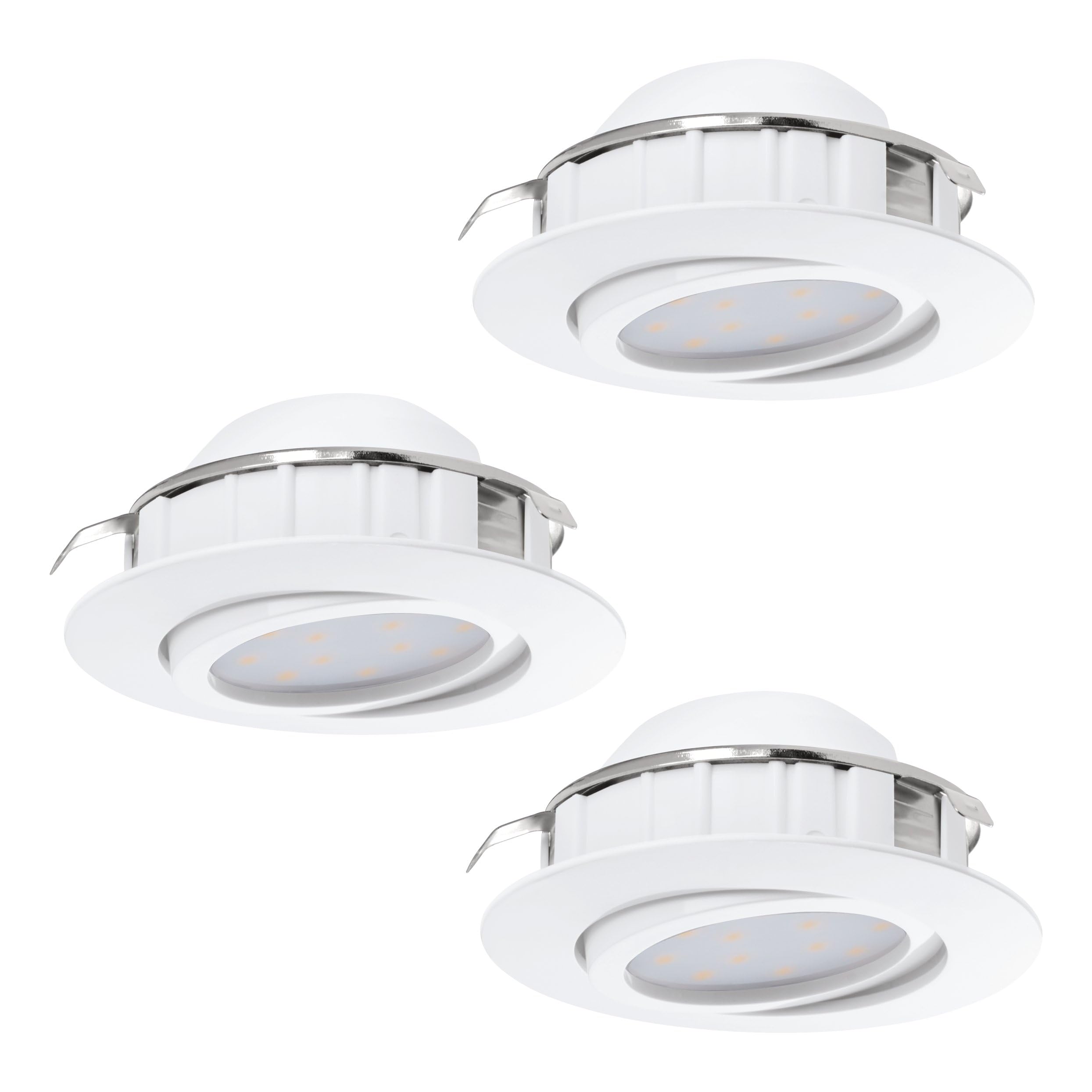 Eglo Lot de 3 spots LED encastrables Pineda, spots LED en plastique, 3