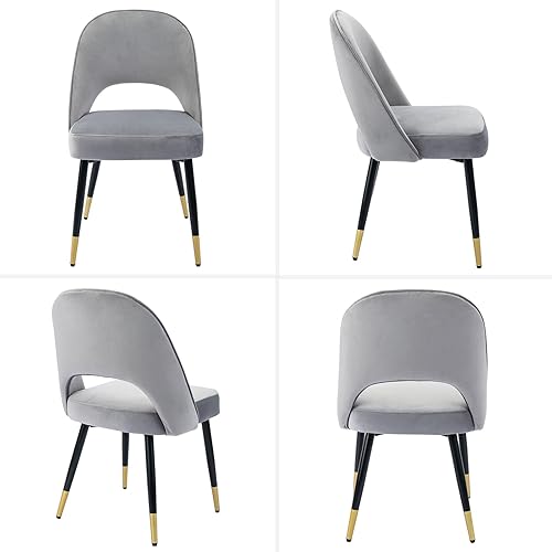 Miniatura 9 de DUOMAY Juego de 2 sillas de comedor modernas con respaldo abierto, silla tapizada de terciopelo sin brazos con marco de metal para cocina, comedor,