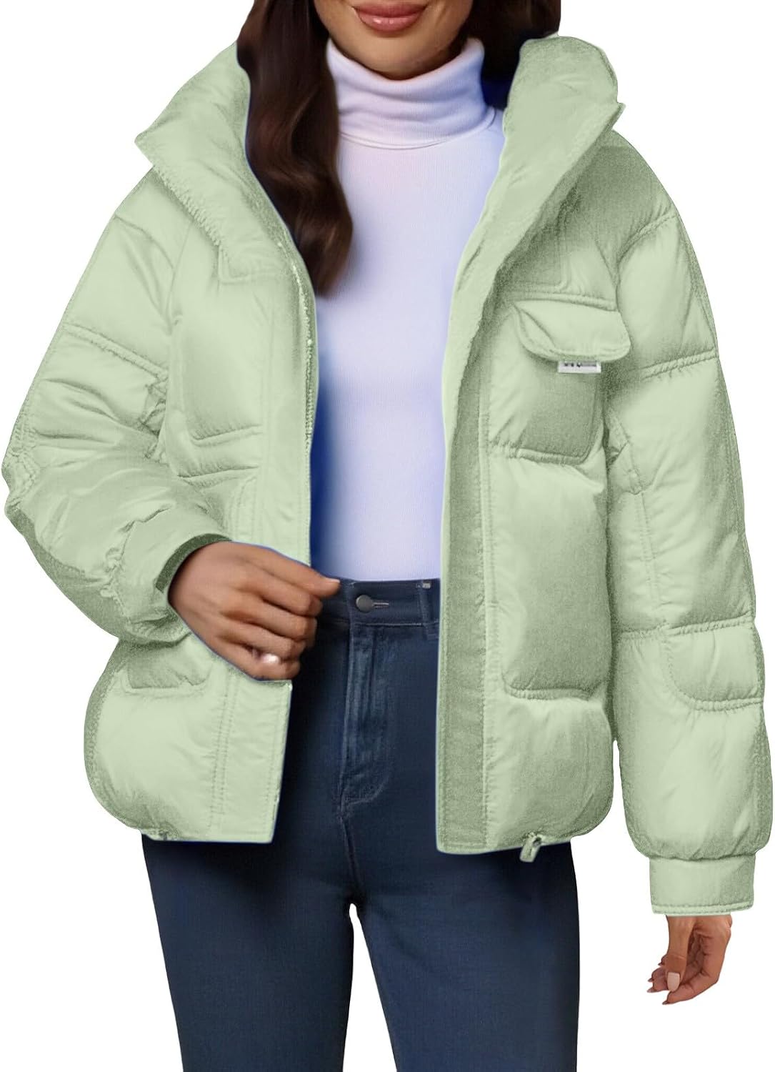 Women's Casual Mid to Waisted Thick Warm Cotton European and American Down Heavy Winter Jacket Women