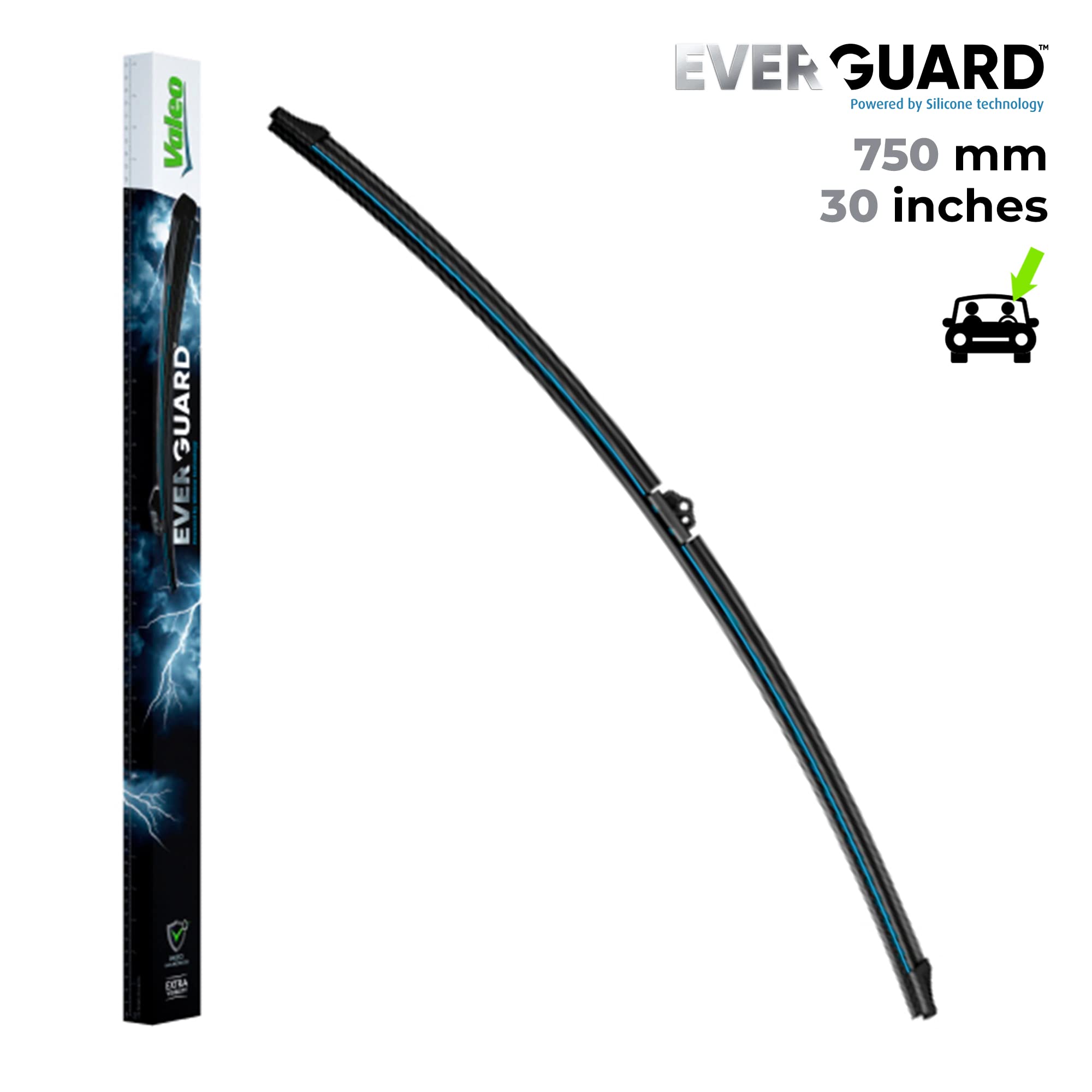 VALEO EVERGUARD - Premium - Un Kit di Spazzole Tergicristallo Flat Blade in Silicone VSF75+VSF70 - Lunghezze: 750mm+700mm - Anteriore (Confezione da 2)