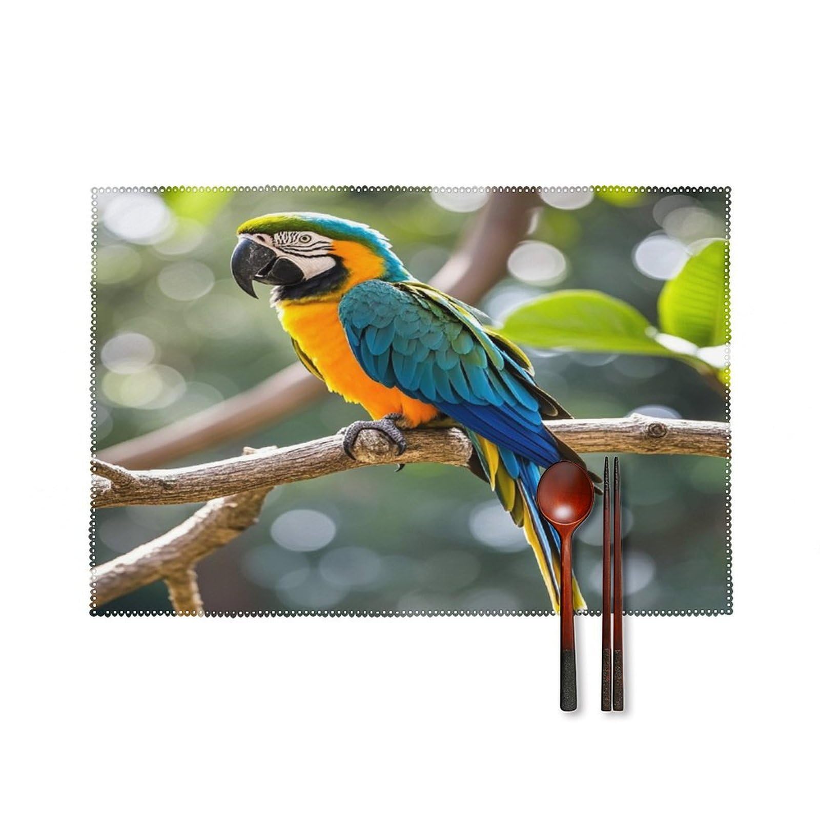 Parrot Placemats Set of 6 Heat Resistant Non-Slip Table Mats Washable Indoor Outdoor Place Mats Rustic Vintage Seasonal Placemat for Kitchen Dining Outdoor Party Table Decor