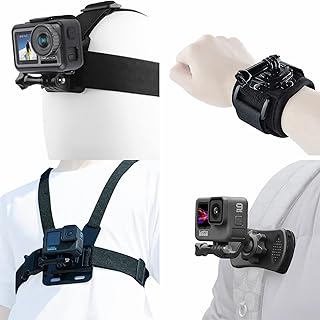 Accessories Kit for Insta360 One X3 X2 X RS R GO 2, Head Strap Mount + Chest Mount Harness + Backpack Clip Holder + 360Â°Rotating Wrist Strap Compatible for GoPro Hero 11 10 9 8 7