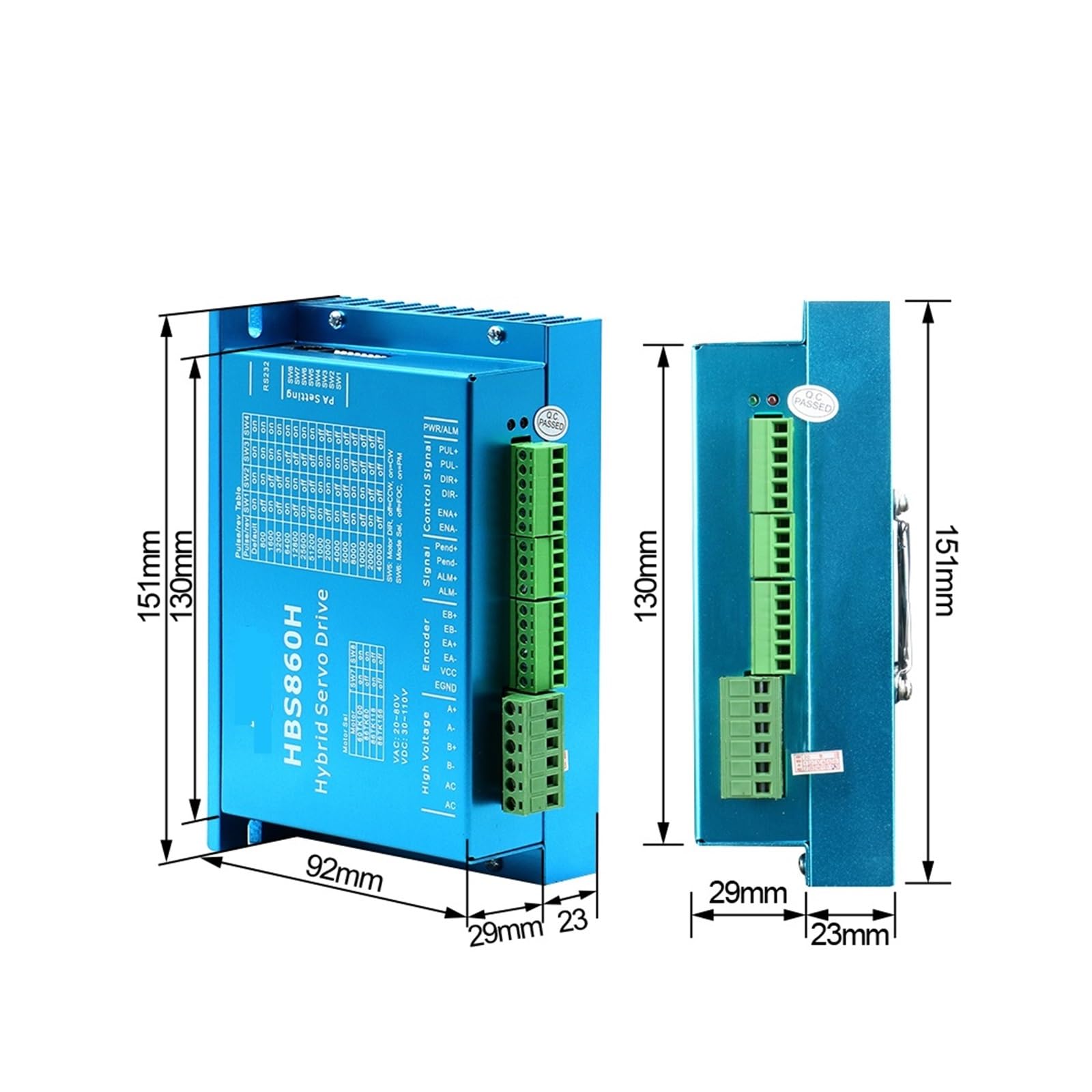 motortreiber HBS860H Hybrid-Servomotortreiber AC20-80V oder DC24-100V 8.0A 0-200-kHz-Encoder 1000-Zeilen-Lüfteranzug for Nema34-Motor mit geschlossenem Regelkreis