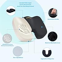 Vista 3 de SAIREIDER Cojín de asiento y almohada de apoyo lumbar para silla de oficina, cojines de espuma viscoelástica para asiento de automóvil, almohadas