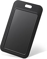 Uniclife 3 Pack Sliding ID Badge Holders - Hard Black Vertical Plastic Card Protectors with Clear Window for IDs, Credit Cards & Proximity Badges