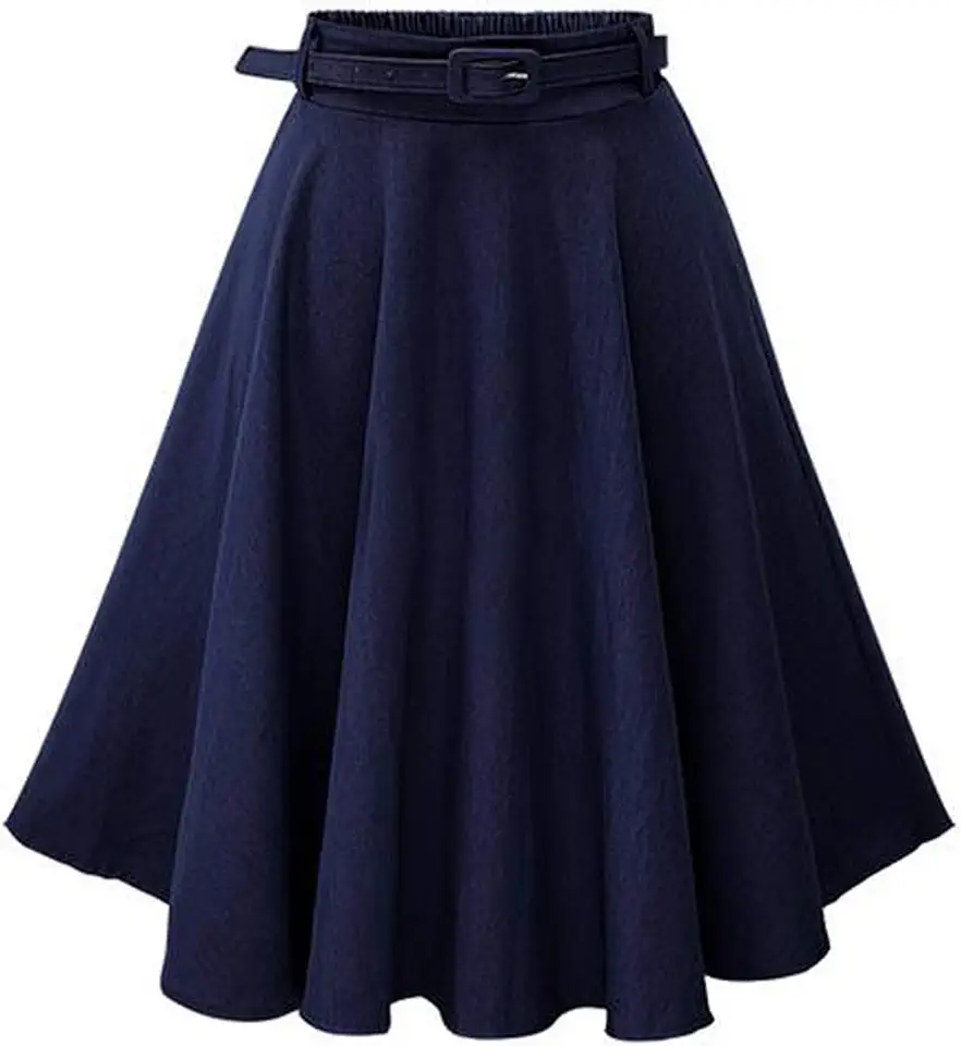 Saia Midi Jeans Feminina Evasê Casual Elegante Vintage Chique Cintura Alta Saia Plissada Longa