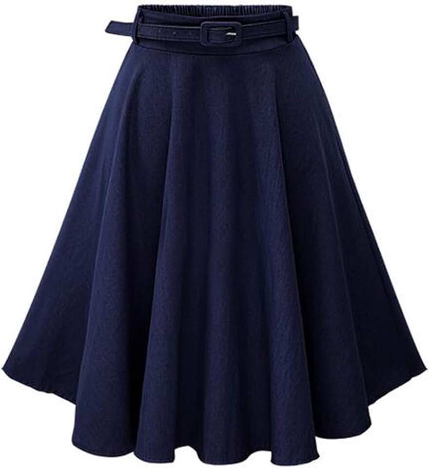 Saia Midi Jeans Feminina Evasê Casual Elegante Vintage Chique Cintura Alta Saia Plissada Longa