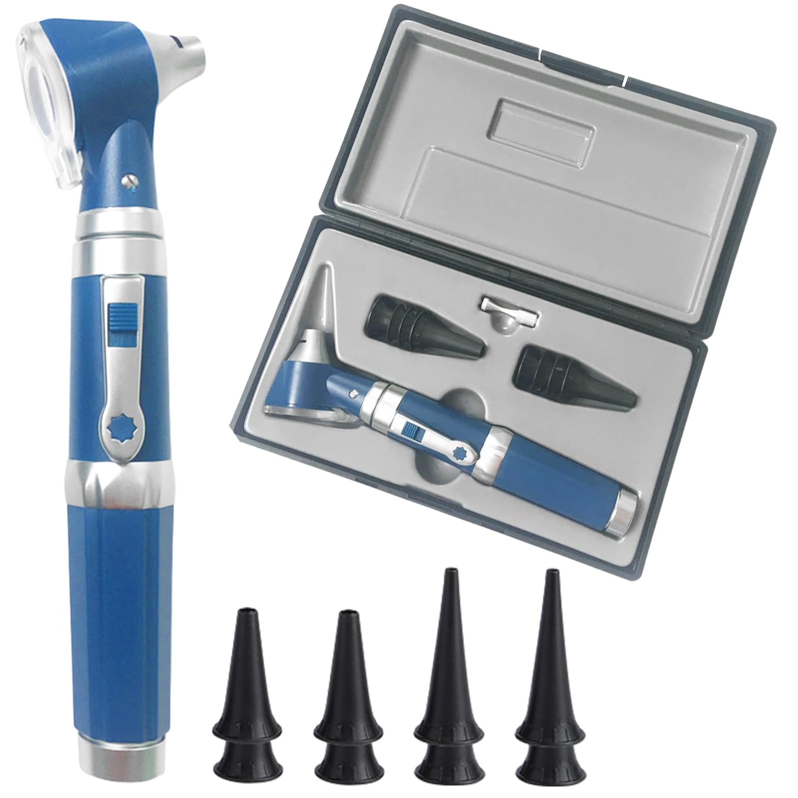 Otoscope Avec Lumière, Stéthoscope Auriculaire De Luminothérapie, Otoscope De Poche Avec étui En Plastique Rigide, Otoscope De Diagnostic, Adapté Aux Adultes, Médecins Et Animaux De Compagnie (Bleu)