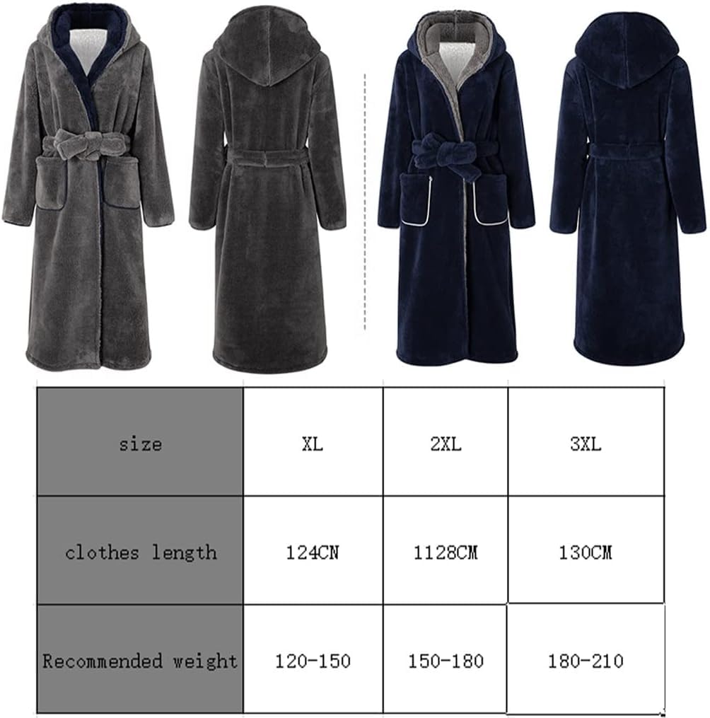 Szlafrok Męski, Ciepły I Gruby, Wykonany Z Flaneli I Skóry Jagnięcej, Z Regulowanym Paskiem, Odpowiedni Do Noszenia Zimą W Domu (Dark gray XXL)