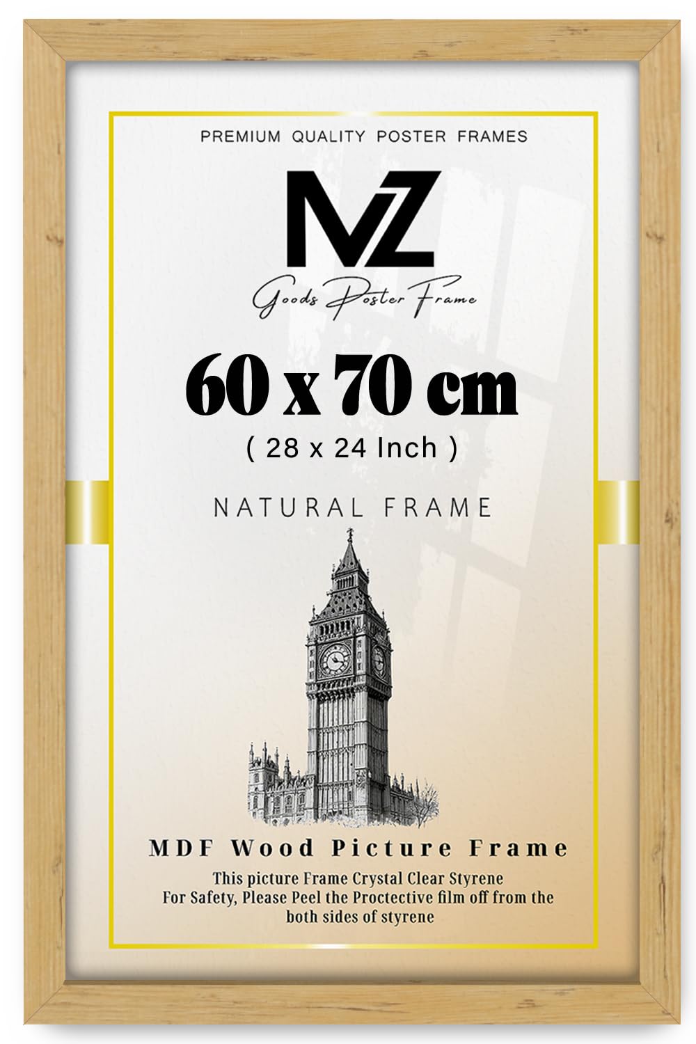 Mz Goods Pine | Mdf Poster Frame (60 X 70 Cm) 24 X 28 For Botanical Prints, Office Certificates & Art, Stylish Mdf Finish, Easy Wall Mounting [ ]