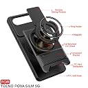 AELVOUX Tecno Pova Slim 5G Back Cover | Armor Camera Slider 360 Degree Rotating Finger Ring Holder Case with Bracket Stand Back Case Cover (Compatible with MagSafe Accessories) (Black) gallery image