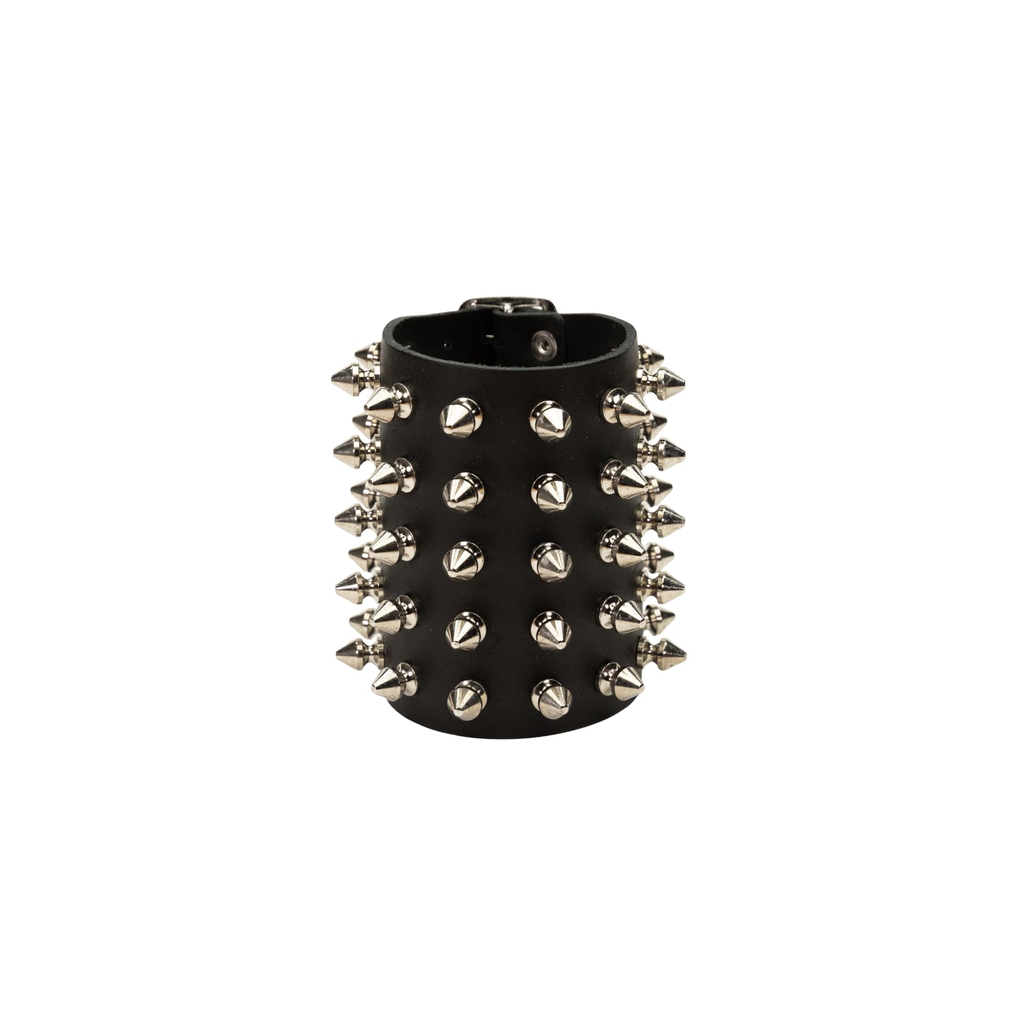 Heart Rock Bracciale uomo pelle vera regolabile con borchie killer in ottone, fibbia regolabile da 17 a 20,5 cm e minuteria in ferro nickel free - Made in italy