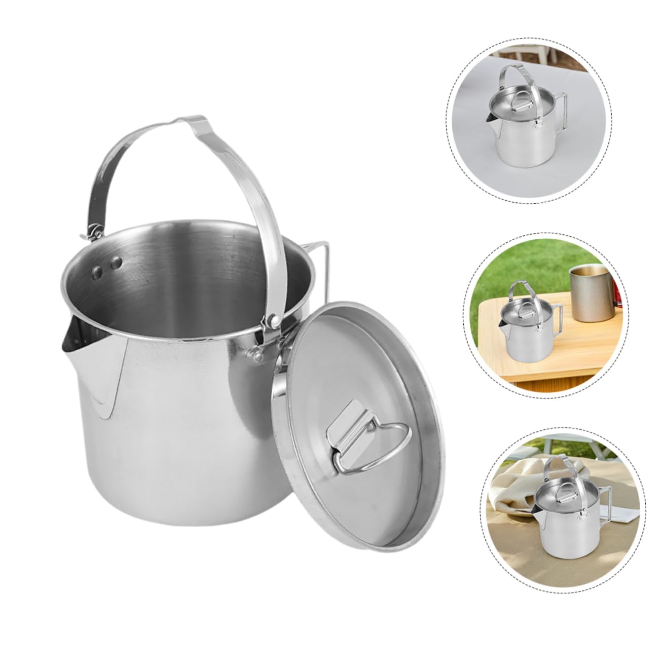 Kisangel Hervidor de Agua Portátil de Acero Inoxidable de Exteriores para Camping Senderismo y Picnics Rápido para Hervir Agua