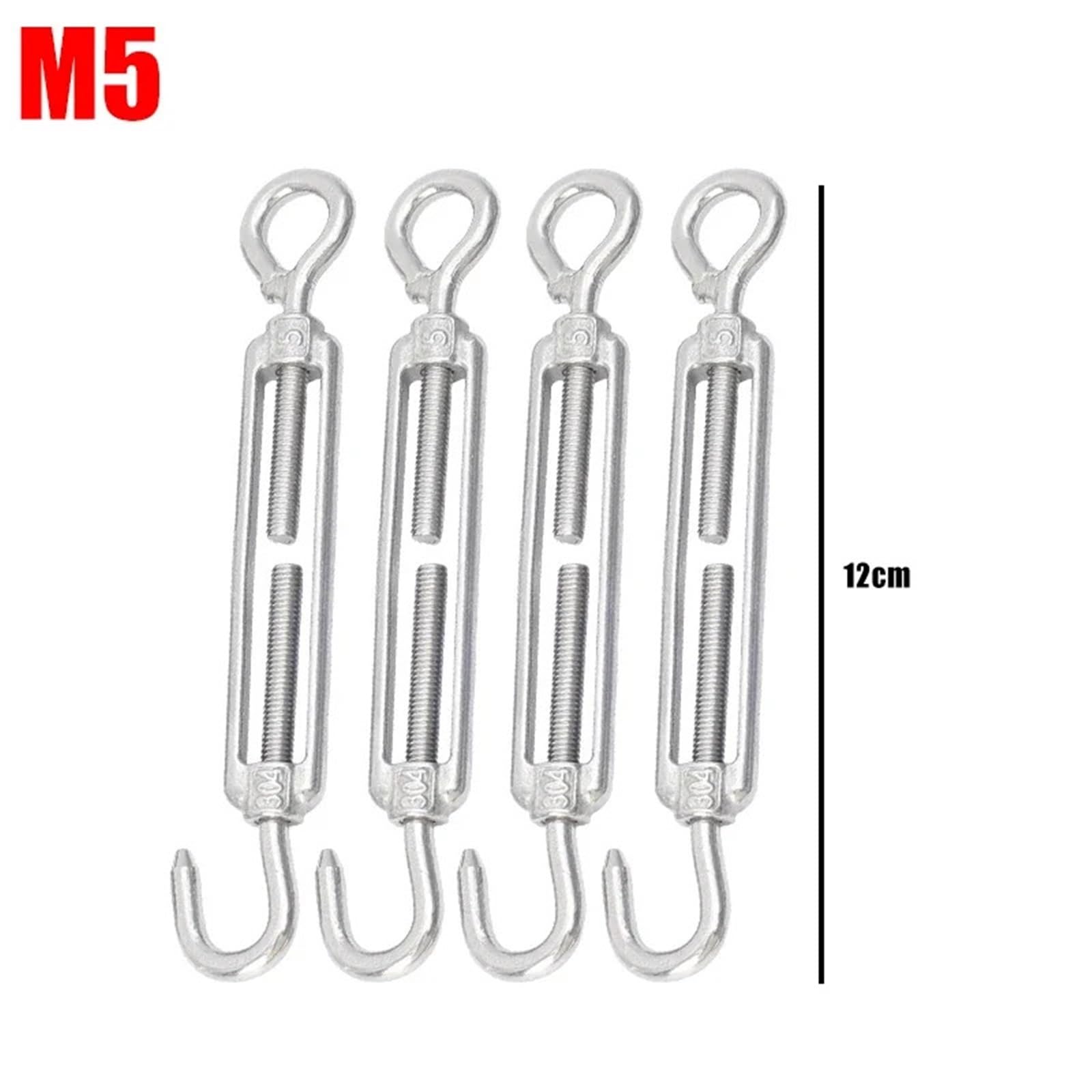 5/10 pezzi di tenditore for cavi metallici da giardino regolabili, for con fibbia for impieghi gravosi, in acciaio inossidabile Per Corde(10PCS,M5)