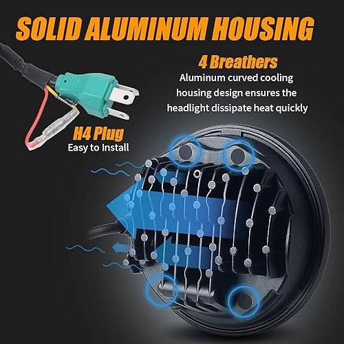 Miniatura 21 de Faro delantero LED de 5.75 pulgadas (14.61 cm) para Harley Davidson 883 Sportster Iron Dyna Street Bob, luz de conducción para motocicleta