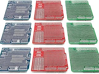 Electrocookie Proto Shield Kit for Arduino Uno R3, Expansion Prototyping PCB Board (3 Types, 9 Pack)