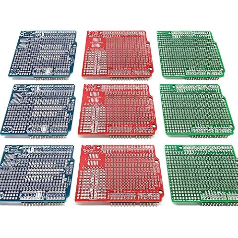 Electrocookie Proto Shield Kit for Arduino Uno R3, Expansion Prototyping PCB Board (3 Types, 9 Pack) Cover