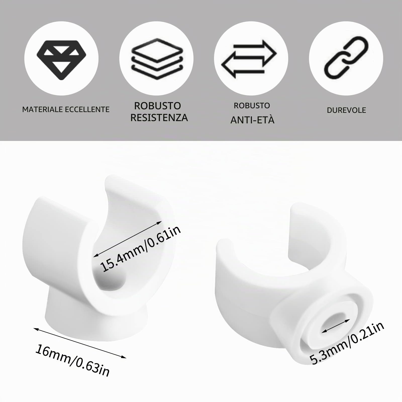 Abeillo Clip PEX da 1/2 Pollici, Ganci per Tubi, Supporto 16 mm, Ganci a U per Acqua, Morsetti (20 Pezzi)