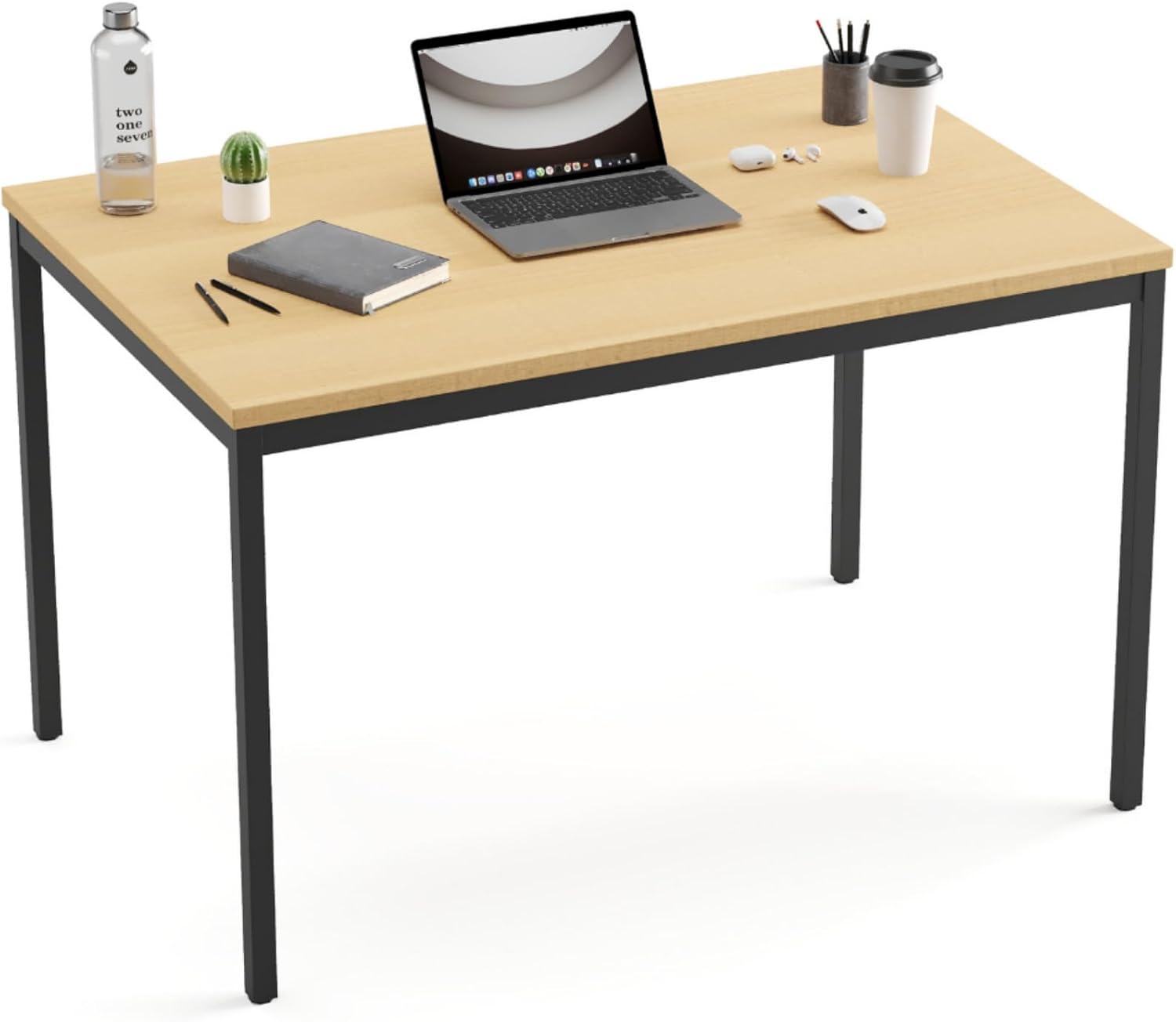 furni24 Schreibtisch-Stahl 180x80x75cm Eiche T V/GS-Einfache Montage Arbeitstisch B rotisch K chentisch Esstisch Druckertisch B ro-M bel Arbeitszimmer Computertisch Gaming-Tisch Mehrzwecktisch