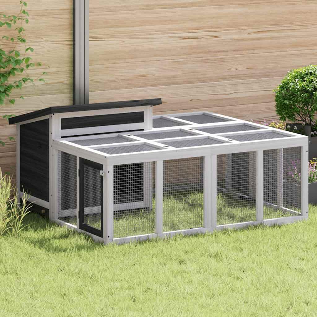 vidaXL Kaninchenstall, Hasenstall mit Nistkasten Freilaufgehege, Kaninchenkäfig für Außenbereich, Kleintierstall Kleintierhaus, Mokka Massivholz Kiefer
