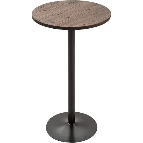 HOMCOM 41" H Bar Height Standing Pub Table Rustic Industrial Elm Wood Top | Metal, Bar Table