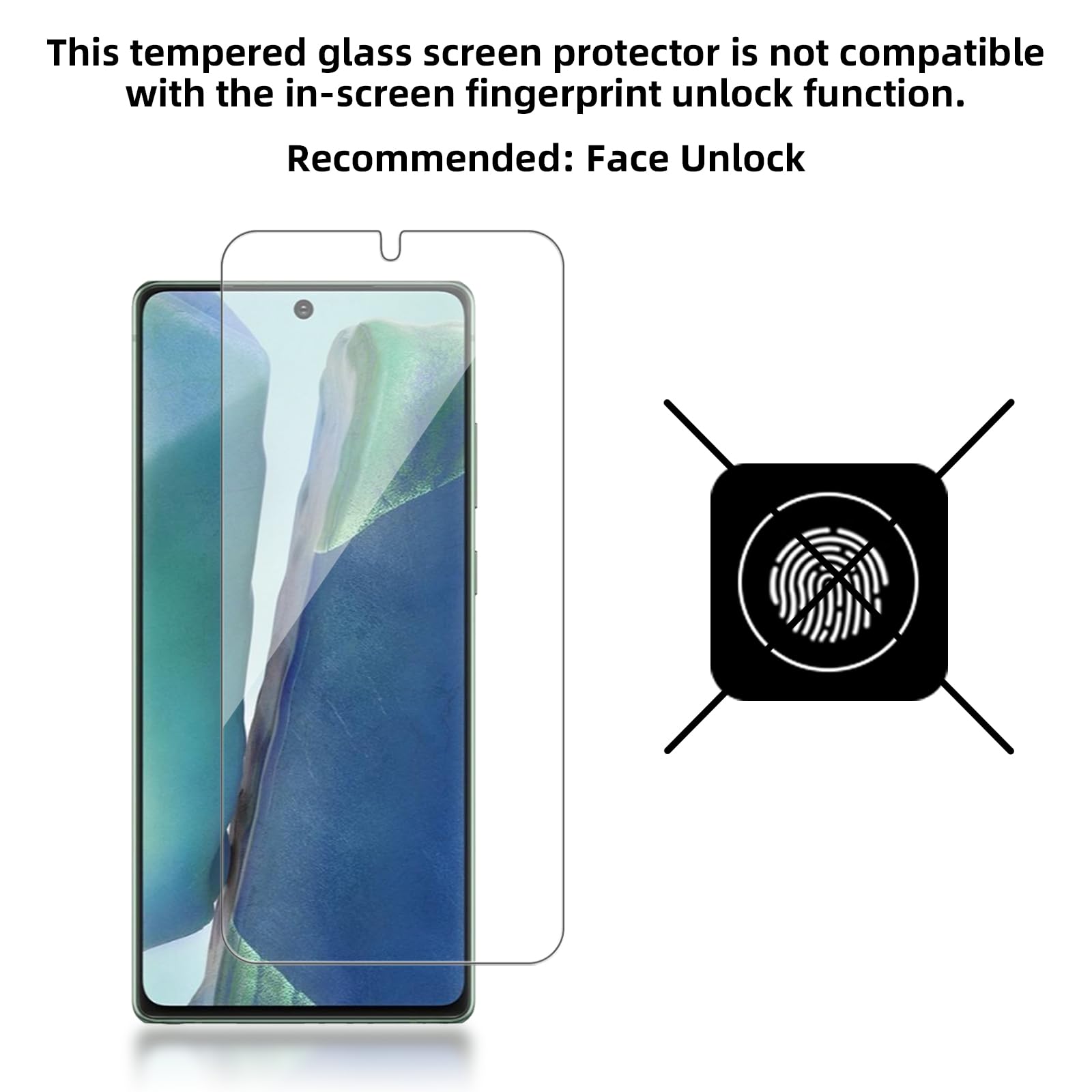 Paquete de 4 protectores de pantalla de vidrio compatibles con Samsung Galaxy Note 20 5G / SM-N981U [dureza 9H], vidrio templado HD, resistente a los arañazos, fácil de instalar [compatible con