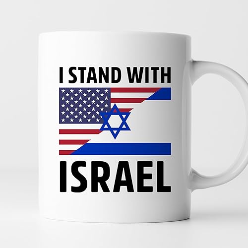 TODOLIA -11Oz- Taza de café con texto en inglés "I Stand With Israel, Orgullosos israelíes, taza de té de Israel, regalo de partidario hebreo de