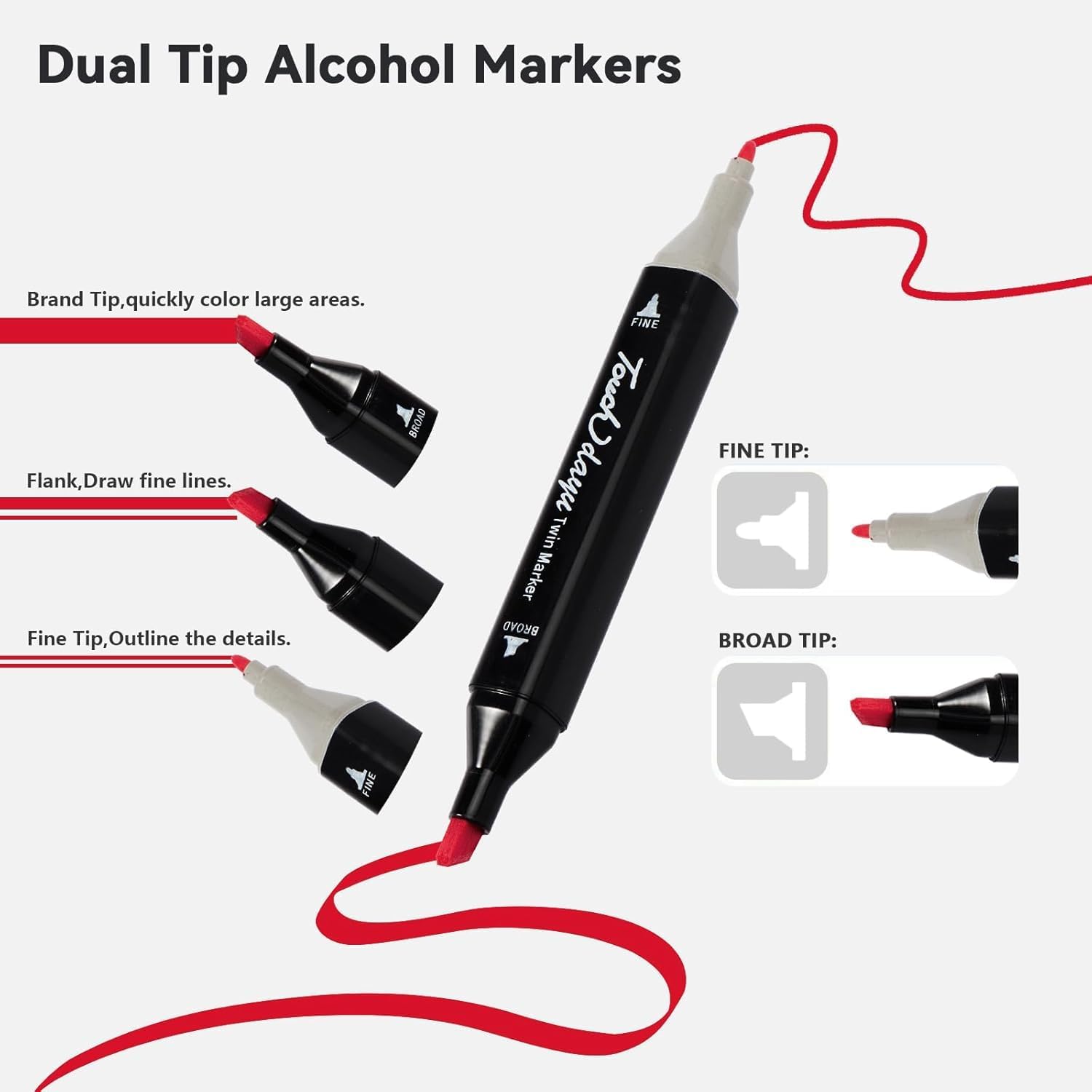 Parssufy Dual Tip Marker Set of 24 Alcohol Markers with Portable Storage Bag,Waterproof Sketch Pens for Kids,Artists & Students,Quick-Dry Colour Art Kit for Drawing,Journaling,Gifts for Girls,Multi 1