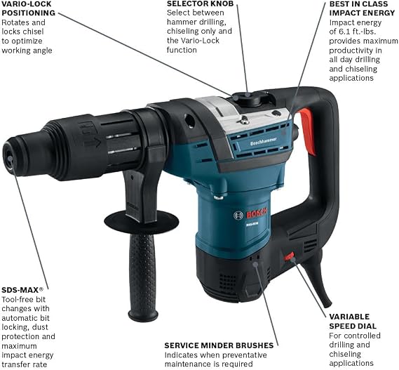 BOSCH RH540M SDS-max 1-9/16 In. Combination Hammer for Concrete