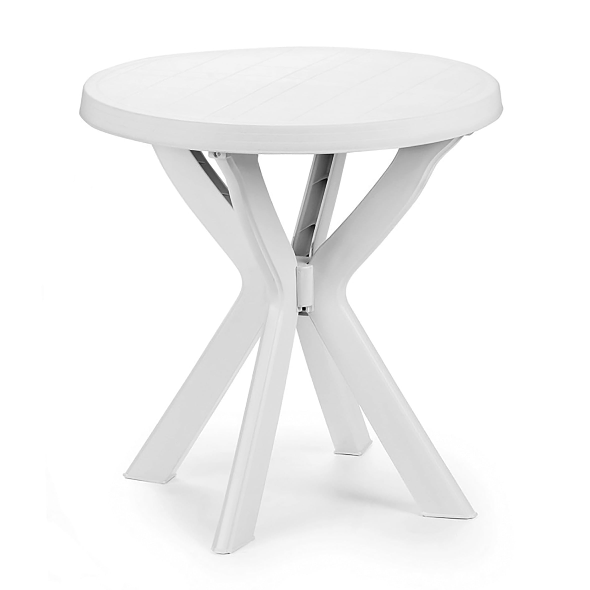 Table de jardin ronde en plastique blanc - Spetebo - 70 cm - Table de camping au design classique - Pour jardin, terrasse, balcon et camping