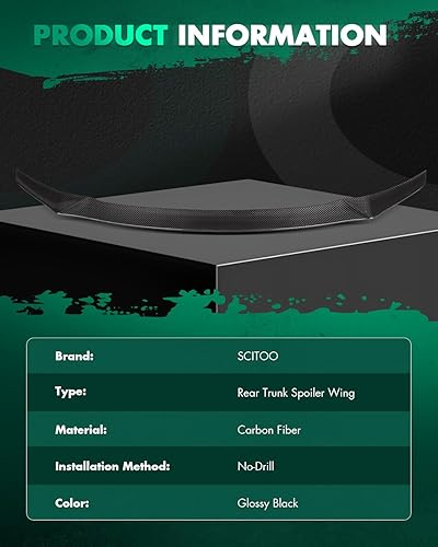 Miniatura 200 de SCITOO Spoiler Wing GT Style Universal 52" ABS Brillante Carbono Aspecto Trasero Alerón Alerón