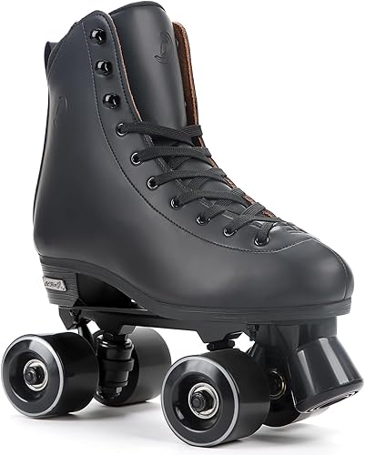Besketo Classic High-top Roller Skates, PU Leather, Four-Wheel, Indoor/Outdoor, Beginner