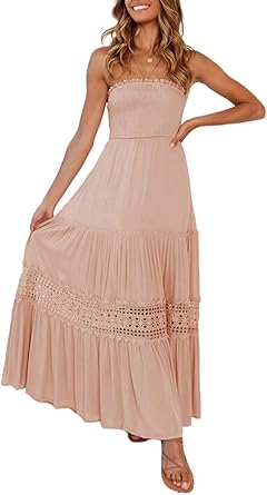 Strapless Tube Top Boho Maxi Dress ...