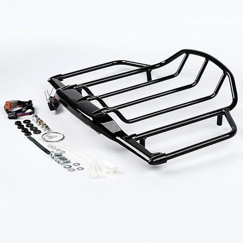 Miniatura 5 de TCMT Estante de equipaje para maletero con LED color negro para Harley Road King Road Glide Street Glide Electra Glide Ultra Limited 1993-2013
